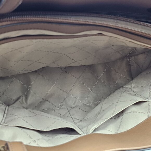 Michael Kors Walsh MK Logo Handbag Tote Purse Brown Tan Gold MSRP $278 - Picture 10 of 16